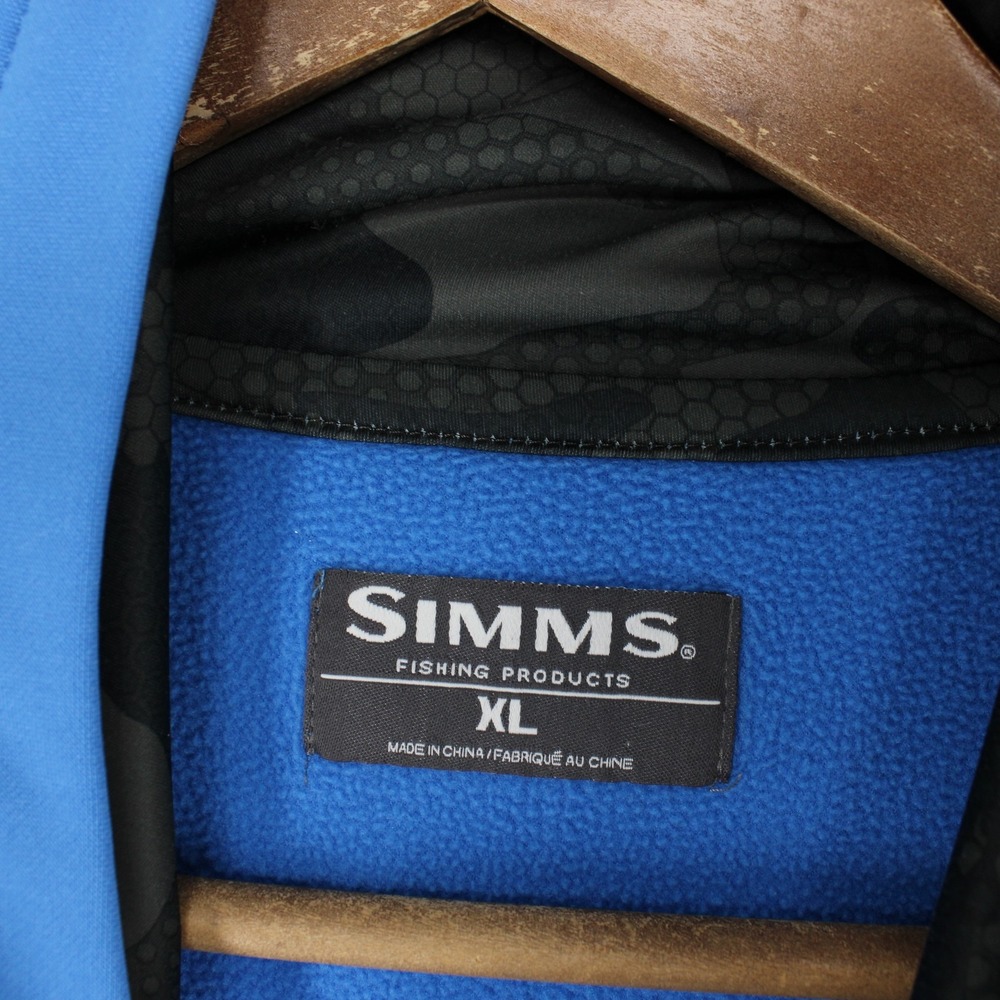 Simms Hoodie Mens XL Blue Fishing Fleece Pullover Camo Lined Sleeve Logo - Picture 14 of 14